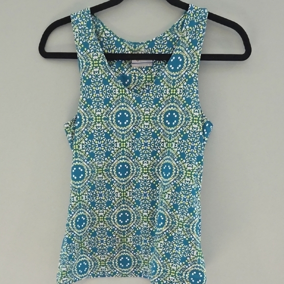 Columbia Omni-Wick Blue and Green Sleeveless Tank Top With Built in Sports Bra - Picture 1 of 6